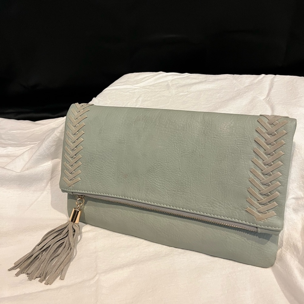Elegant Gray Clutch with Tassel